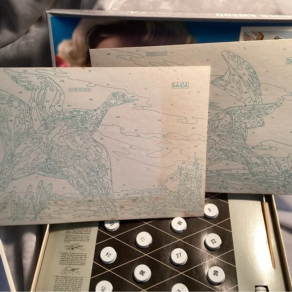 Two Vintage Silver Award Paint by Number. Numbered oil paint sets. 1960’s - Picture 8 of 12